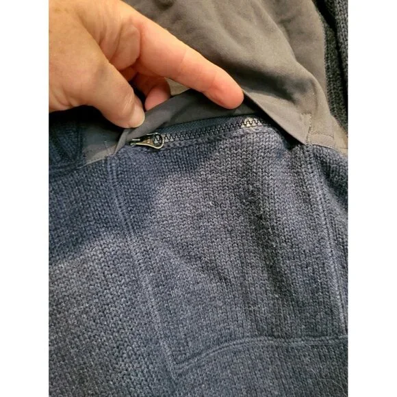 Mens Duluth Blue Wool Blend 1/4 Zip Sweater Pocket Elbow Patch Sz XL - Picture 3 of 8